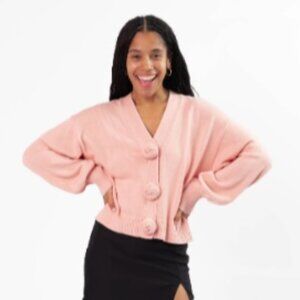 SMASH+TES ROSETTE CARDIGAN IN BLUSHING PINK - 3XS/2XS